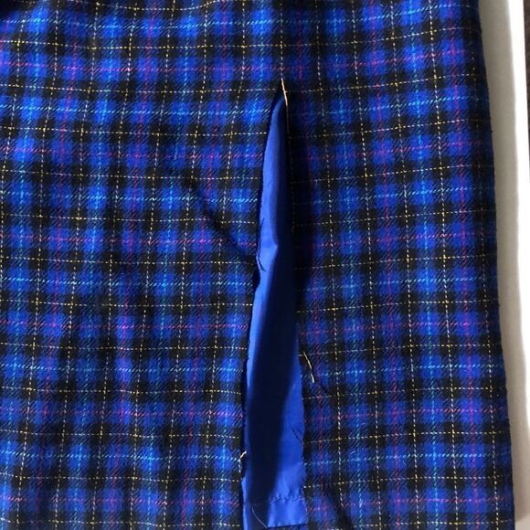 Norton McNaughton Blue Plaid Tweed Skirt Sz 10 - Picture 4 of 6